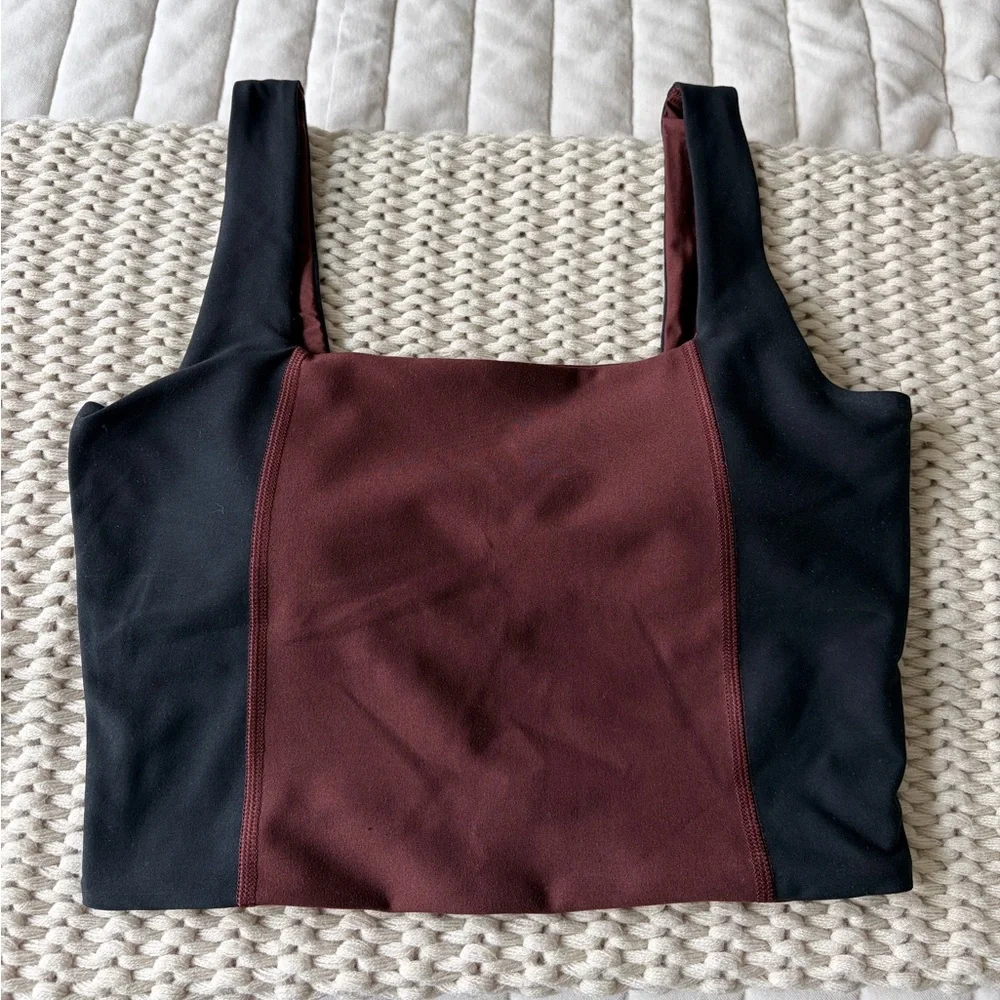 Colorblock Sports Bra - Brown and Black - YPB Abercrombie